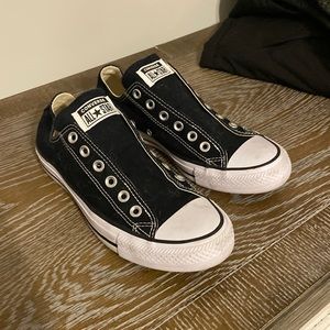 Black Slip on converse, size 8